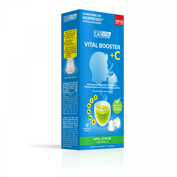 CapVital Vital Booster +C - Multivitamin Heissgetränk - Apfel-Zitrone - 10 Kapseln