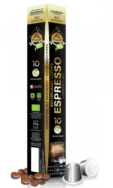 Espresso Kaffee BIO - 10 Alu-Kaffeekapseln